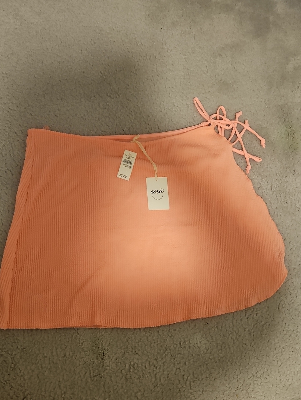aerie Coral Ribbed Asymmetric Swim Sarong with Side Tie